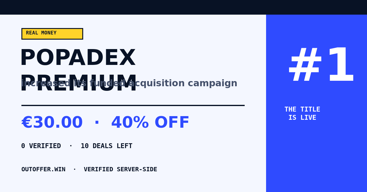 Share card for PopaDex Premium added €50.00 in funding