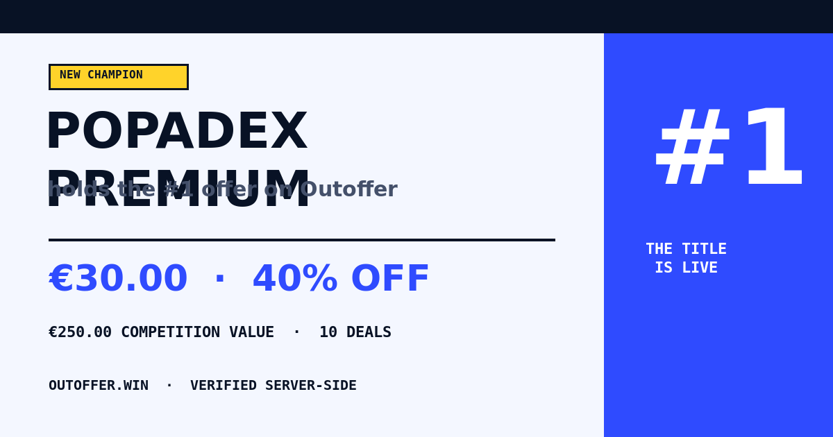 Share card for PopaDex Premium took the first #1 spot